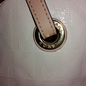 Michael Kors Gold and White Textured Bag with Luxurious Hardware